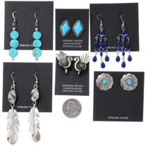 Native American Sterling Silver Earrings Blue Stones Collection 42724