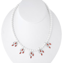 Coral Sterling Silver Necklace 37589