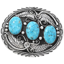 Navajo Turquoise Sterling Silver Belt Buckle 42754