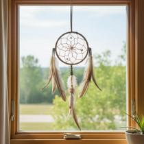 Navajo Tan Fancy 4" Traditional Dreamcatcher 42759