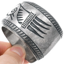 All Silver Pueblo Geometric Design Sterling Bracelet 42847