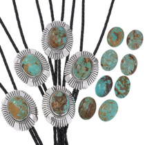 Navajo Hand Hammered Scalloped Design Number 8 Bolo Tie 42855