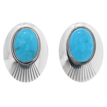 Navajo Sterling Silver Natural Turquoise Earrings 42906