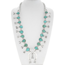 Navajo Turquoise Squash Blossom Necklace 42932