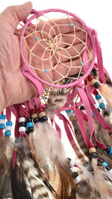 Real Native American Dreamcatcher Pink Leather 42949