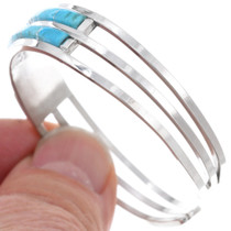 Sky Blue Turquoise Set in Sterling Silver Cuff 32098
