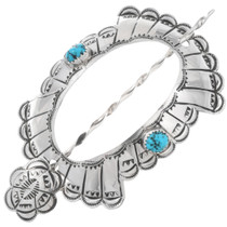 Navajo Sterling Silver Turquoise Hair Barrette 42965