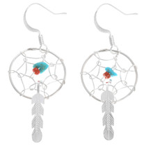 Navajo Sterling Silver Dreamcatcher Earrings 42986