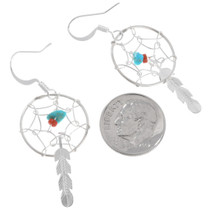 Navajo Dreamcatcher Coral Turquoise Earrings Artist Helena Yazzie 42986