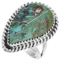 Sterling Silver Carved Turquoise Ring 43005