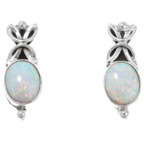 Sterling Silver White Opal Earrings 43011