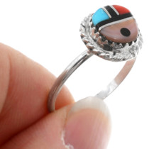 Sunface Ring Zuni Inlaid Shell Turquoise Coral 43035