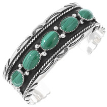 Malachite Bracelet Sterling Silver Navajo Cuff 43075