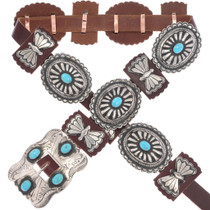 Turquoise Silver Concho Belt 13142