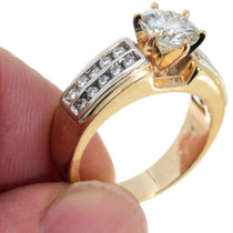 Genuine Double Diamond Row 14K Gold Ring 43319