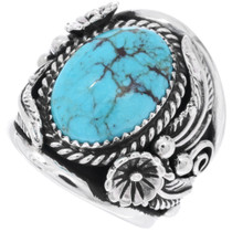 Navajo Sterling Silver Spiderweb Turquoise Ring 43339
