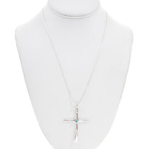 Turquoise Sterling Silver Cross Pendant with Chain 43190