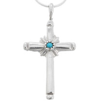 Navajo Sterling Silver Turquoise Cross Pendant 43375