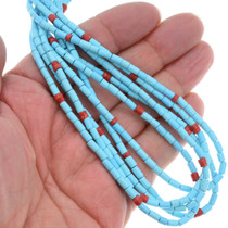 Turquoise Heishi Corn Pattern Five Strand Beaded Necklace 43381