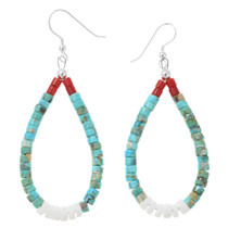 Navajo Made Designed Turquoise Heishi Earrings 43410