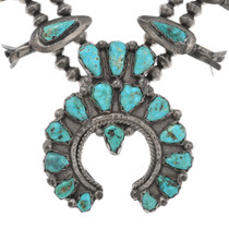 Natural Turquoise Sterling Silver Navajo Necklace 43442