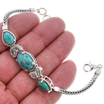 Turquoise Sterling Silver Tennis Bracelet Aquamarine Gemstone Accents 43494