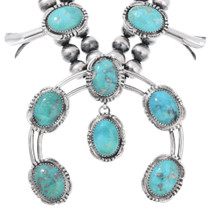 Sterling Silver Naja Crescent Turquoise Squash Blossom Necklace 43513