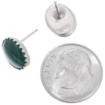 Native American Sterling Silver Malachite Stud Earrings 43535