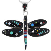 Sterling Silver Space Galaxy Inlay Dragonfly Pendant 43539