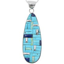 Sterling Silver Turquoise Lapis Inlay Pendant 43550