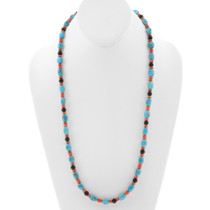 Navajo Coral Onyx Turquoise Beaded Necklace 43570