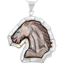 Carved Mother of Pearl Shell Horse Pendant 43581