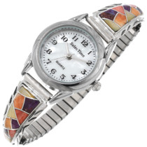 Spiny Oyster Sugilite Inlaid Sterling Silver Ladies Watch 43584