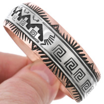 Pueblo Mountain Pattern Overlay Copper Bracelet 43596