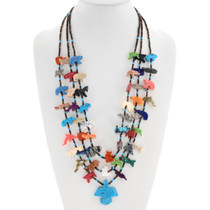 Colorful Carved Animal Fetish Necklace 43625
