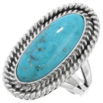 Ladies Sterling Silver Turquoise Pointer Ring Sizes 7 to 11, 0357