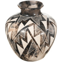 Hand Etched Mountain Storm Pattern Acoma Horsehair Pottery 43647