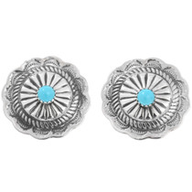 Turquoise Silver Navajo Concho Earrings 43710