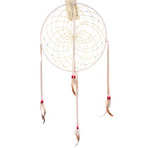 Large 12 inch Rose Pink Leather Navajo Dreamcatcher 43716