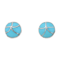 Round Blue Turquoise Earrings 43788