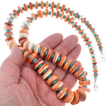 Alternating Spiny Oyster Turquoise Beaded Navajo Necklace 43799