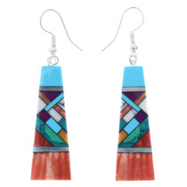 Micro Inlay Turquoise Spiny Oyster Earrings 43802
