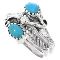 Ladies Sterling Silver Floral Turquoise Ring 43818