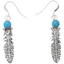 Navajo Turquoise Sterling Silver Feather Earrings