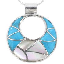 Zuni Turquoise Inlay Sterling Silver Pendant 43836