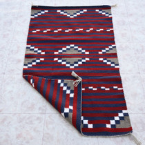 Navajo Rug Dark Red Blue Wool Chiefs Blanket 43844