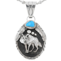 Sterling Silver Turquoise Wolf Pendant 43851