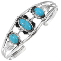 Ladies Turquoise Sterling Silver Cuff Bracelet 43873