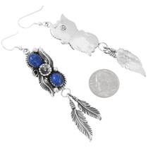 Sterling Silver Feather Navajo Lapis Earrings 43897