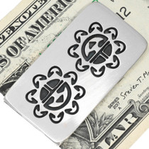 Double Sunface Money Clip Handmade by Navajo Thomas Begay 0642